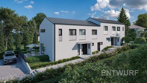 Ansicht Eingänge-Abb.enth.ggf.Sonderausstatt. - --AKTION-- Zwickau - Weißenborn - 2 Doppelhaushälften inkl. Grundstücksanteil