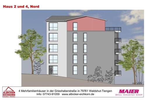 Haus 2: Nordansicht - 3 Zimmer Etagenwohnung zum Kaufen in Waldshut-Tiengen