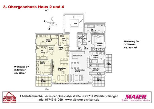 Haus 2: Übersicht Obergeschoss 3 - 
