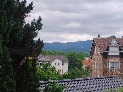 Blick vom Balkon auf Burg - 
