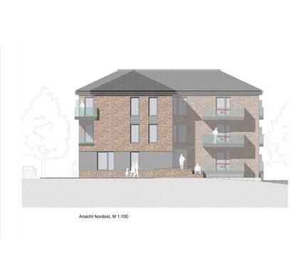 Ansicht Nordost und Schnitt - Etagenwohnung mit 58,30 m&sup2; in Schortens zum Kaufen