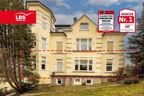 Außenansicht, Gartenseite - Repräsentative Altbau-Villenwohnung mit Terrasse, Carport, Nutzfläche