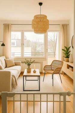 Wohnzimmer - Wohntraum in Münchens Bestlage Harlaching: Stilvolle 3-Zimmer-Südbalkon-Wohnung