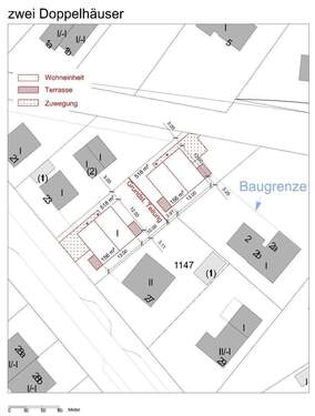 Mögliche Palnung für zwei Doppelhäuser - Grundstück in Hamburg Neugraben-Fischbek zum Kaufen