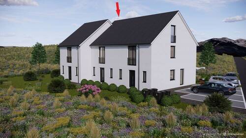 Vorderansicht - Modernes Reihenmittelhaus - Neubau - Garage - Terrasse - Garten - Wintergarten -