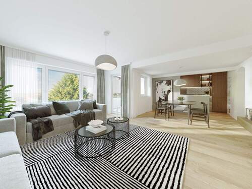 Wohn-/Esszimmer mit Küche (Modernisierungsbeispiel) - **RESERVIERT**Familienglück auf 4 Zimmern - mit sonnigem Südbalkon und Tiefgaragenstellplatz