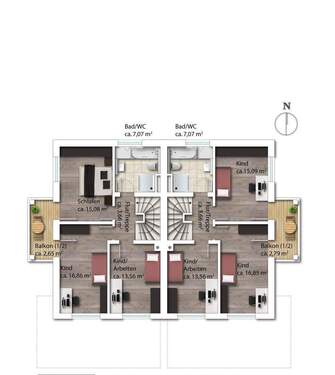 Obergeschoss Variante 1 - 