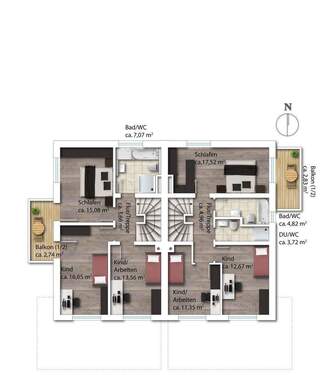 Obergeschoss Variante 2 - 