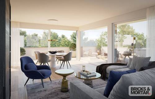 Oblatterwall Wohnzimmer (Visualisierung) - Etagenwohnung mit 142,50 m&sup2; in Augsburg zum Kaufen