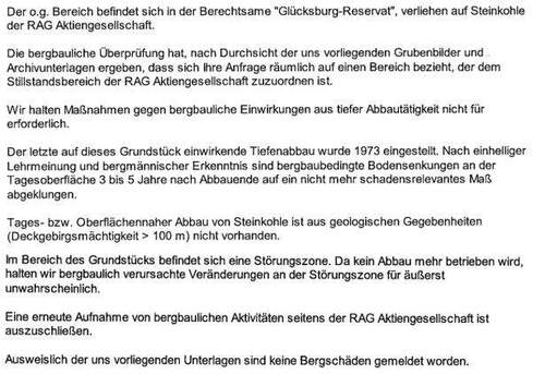 Auskunft Bergbauschäden - 