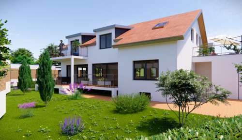 Außenansicht des Wohnhauses - 4 Zimmer Terrassenwohnung zum Kaufen in Ernsgaden