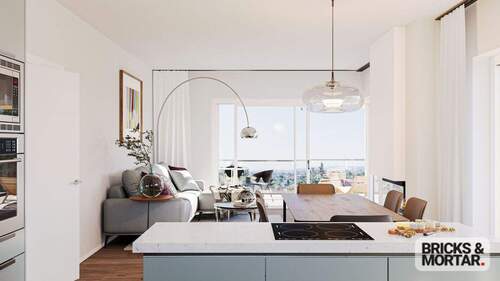 Küche zum Wohnzimmer - Etagenwohnung mit 72,10 m&sup2; in Dresden zum Kaufen