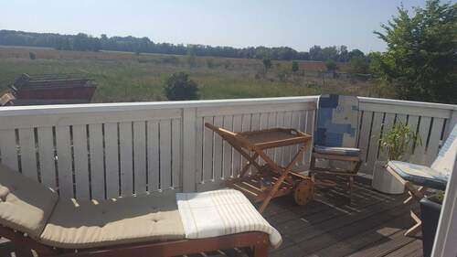 Dachterrasse, Blick Mohnwiesen - 