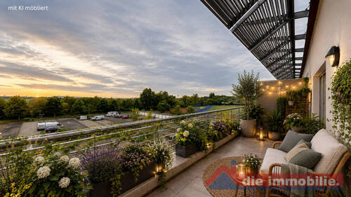 Terrasse mit KI möbliert - 