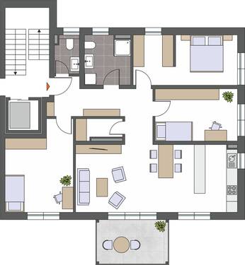 Grundriss - Neuwertige 4,5-Zimmer Wohnung in ruher Lage mit attraktiver Ausstattung zur langfristigen Anmietung