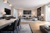Elegantes Wohnzimmer mit modernen Akzenten illustriert.jpg - 5 Zimmer Etagenwohnung zum Kaufen in München