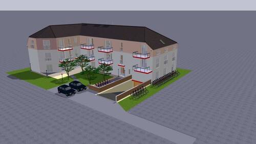 (Theoretischer) 3D-Render - Grundstück mit Genehmigung für 15 Einheiten