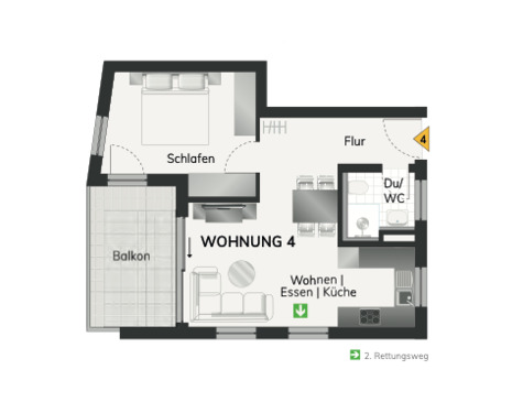 WOHNUNG 4 - 2 Zimmer Etagenwohnung in Fellbach