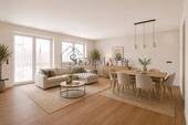 Ansicht EG Wohn-Essbereich 1 visualisiert - Reihenmittelhaus mit 149,30 m&sup2; in Andechs / Frieding zur Miete