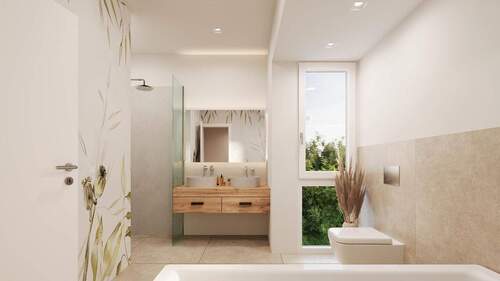 Helles Bad mit Wanne & Dusche - 5 Zimmer Doppelhaushälfte in München