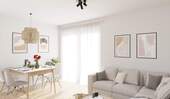 Lichtdurchfluteter Wohnbereich dank bodentiefer Fenster - 2 Zimmer Etagenwohnung zum Kaufen in Aachen