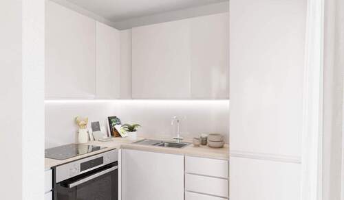 Die offene Wohnküche lädt zum gemeinsamen Kochen ein - 2 Zimmer Etagenwohnung in Aachen