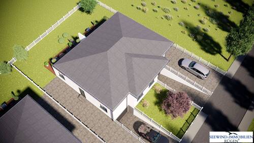 Das schöne Doppelhaus aus der Vogelperspektive - 4 Zimmer Doppelhaushälfte in Putbus