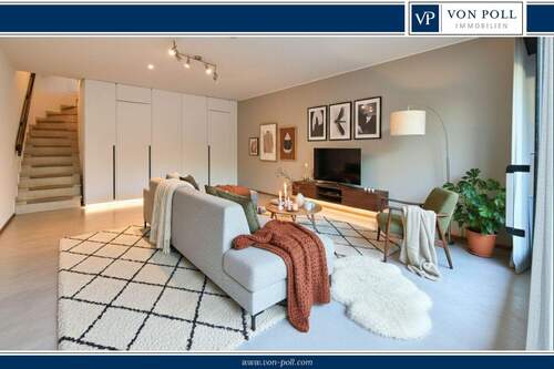 Wohnzimmer_illustriert (1) - 3,5-Zi.-Maisonette im EGSouterrain direkt am Kaiserberg mit 104m2 Wfl, FB-Hzg & 3 BalkonenTerrasse