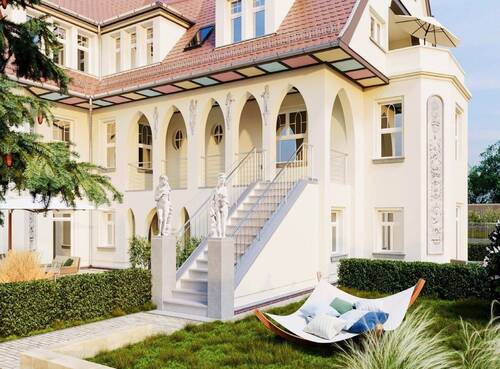 Gartenansicht - Großzügige Terrassenwohnung mit eigenem Garten!