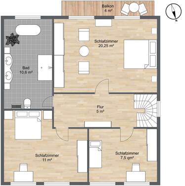 Obergeschoss - Doppelhaushälfte mit 187,20 m² in München / Obermenzing zum Kaufen