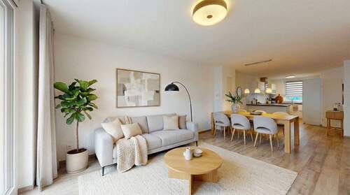 Wohnzimmer - Modernes Reihenmittelhaus aus 2018 mit 5 Zimmern und Carport in Meckenbeuren