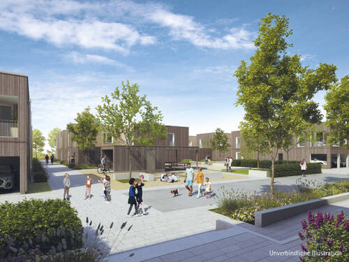 Unverbindliche Illustration, SW, Nachbarschaftshof - Etagenwohnung mit 94,10 m² in Wangen im Allgäu zum Kaufen