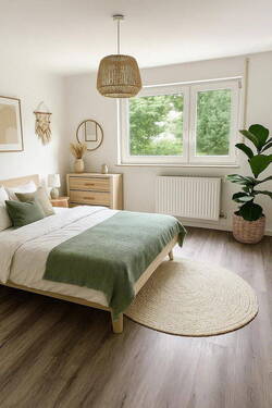 Schlafzimmer(Möblierungs-Bsp.) - Helle, modernisierte 2-Zimmer-Wohnung mit Südbalkon & Garage in Bad Dürrheim
