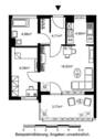 Grundriss, Badezimmer (4,96qm), Küche (4,90qm), Wohnzimmer (18,03 qm), Schlafzimmer (halbes Zimmer 9,39 qm)), Balkon 3,77qm, Flur 4,71 qm - 