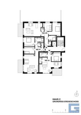 Geschossplan - Haus C - Erdgeschoss - 3 Zimmer Etagenwohnung zum Kaufen in Heikendorf