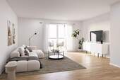 Wohnzimmer - Erstbezug im Neubau: Moderne 2-Zimmer-Wohnung in Erlangen mit EBK und Aufzug