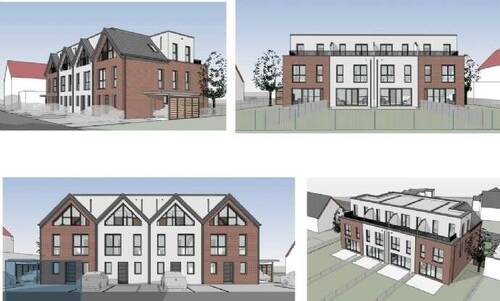 Pläne - Baugrundstück Baugenehmigung für 4 Reihenhäuser vorhanden