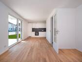 Wohnraum mit Einbauküche - Etagenwohnung mit 57,20 m&sup2; in Parsdorf zum Kaufen