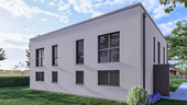 Ansicht Putzfassade Nord-Ost dunkle Fenster - Doppelhaushälfte mit 119,00 m&sup2; in Lübeck zum Kaufen