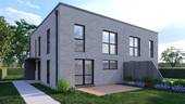 Ansicht Klinkerfassade Süd-West dunkle Fenster - 