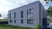 Ansicht Klinkerfassade Nord-Ost dunkle Fenster - 