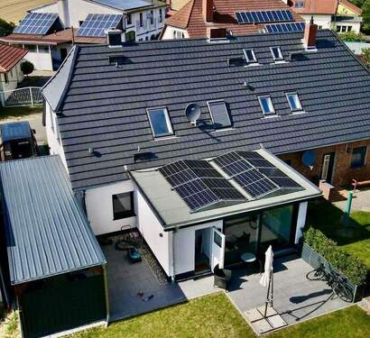 Hausansicht von oben - Doppelhaushälfte mit 110,00 m&sup2; in Retschow Ortsteil Stülow zum Kaufen