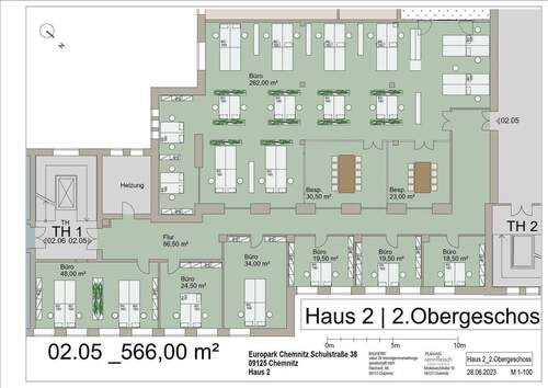 2.OG Haus 2 Einheit 02.05 M 1-100_230628_1.jpg - Erstbezug -BüroetagePraxisflächen im Chemnitzer Gewerbepark