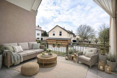 Loggia (KI-Staging) - 3-Zimmer Dachgeschosswohnung mit großzügigem Wohnbereich