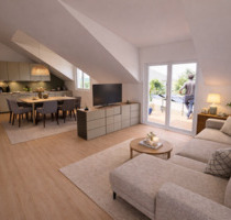 Erstbezug in Ernsgaden I KFW-55 I 4-Zimmer Dachgeschosswohnung mit Terrasse und Garten