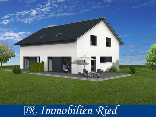 Hausansicht - Neubau von 2 schlüsselfertigen Doppelhaushälften, ruhig und grün gelegen in Manching bei Ingolstadt