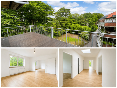 Blick in den Innenhof, Wohnzimmer und Diele - Erstbezug nach Renovierung - 2.200,00&nbsp;EUR Kaltmiete, ca.&nbsp; 128,00&nbsp;m&sup2;&nbsp;Wohnfl&auml;che