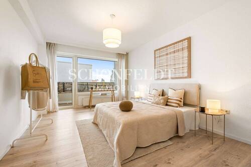 Schlafzimmer mit Balkon - 3 Zimmer Etagenwohnung zum Kaufen in Hamburg