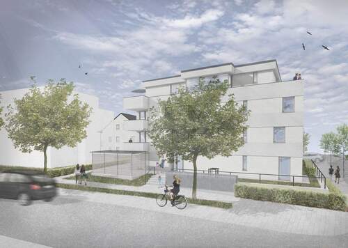 Hausansicht-Illustration - 2-Zimmer-Wohnung, Nur mit gültigem Wohnberechtigungsschein beziehbar (2 Personenhaushalt)