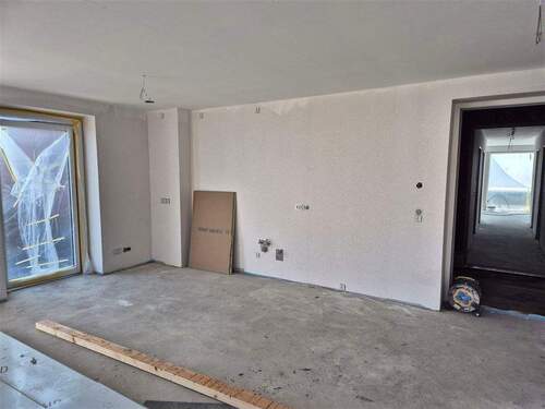 offenener Wohn-Essbereich mit Blick Richtung Küche - 1 Zimmer Etagenwohnung zur Miete in Wittmund